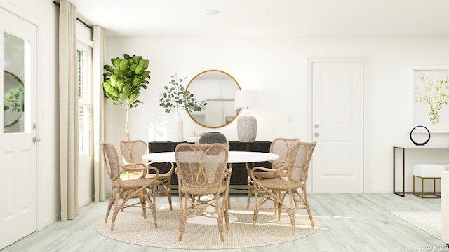 dining area featuring light hardwood / wood-style floors