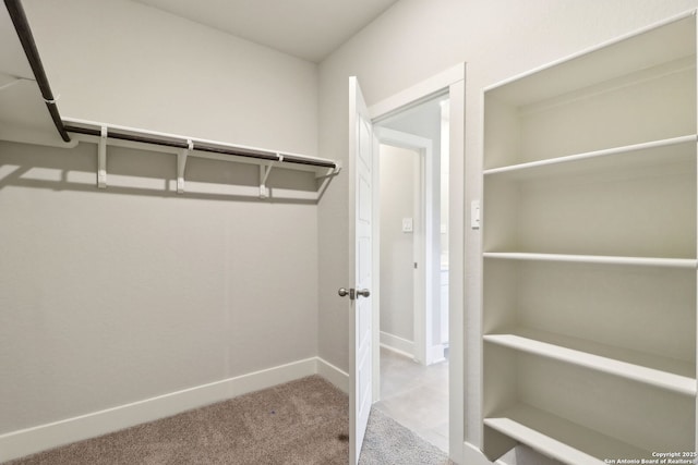 spacious closet with light carpet