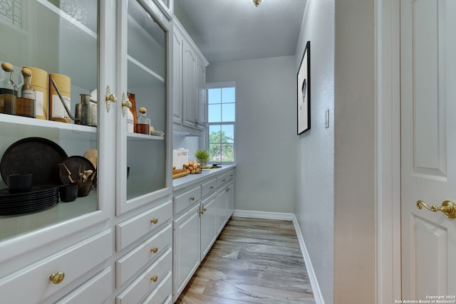 interior space with light hardwood / wood-style flooring