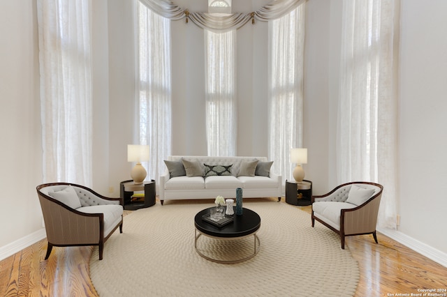 living area featuring hardwood / wood-style flooring