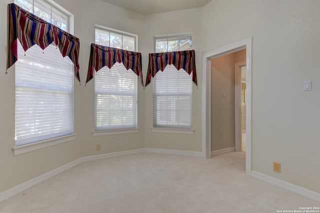 spare room with light carpet