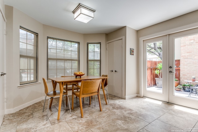 dining area featuring french doors