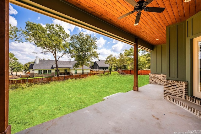 view of patio / terrace featuring ceiling fan