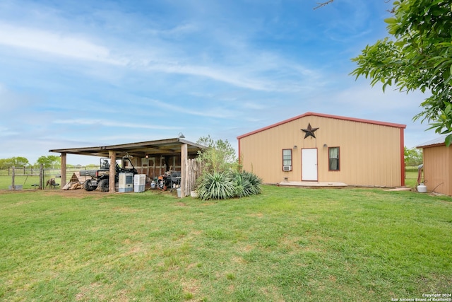 exterior space with an outbuilding