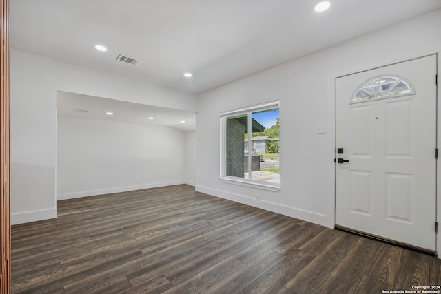 entrance foyer featuring dark hardwood / wood-style flooring