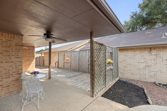 view of patio with ceiling fan