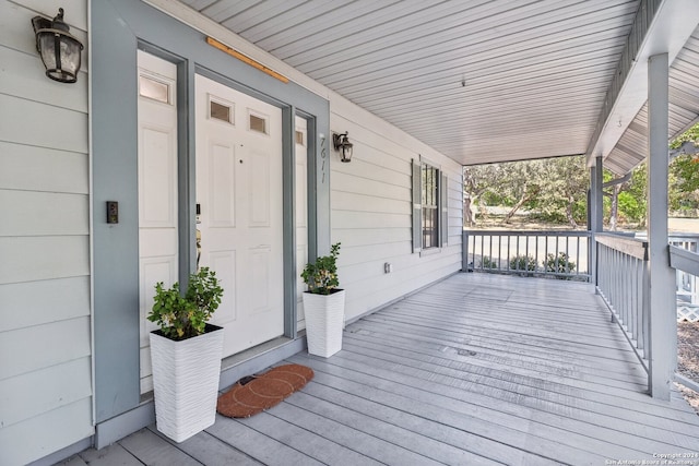 deck featuring covered porch