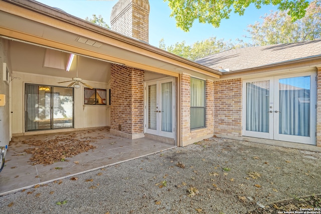 view of patio / terrace featuring french doors and ceiling fan