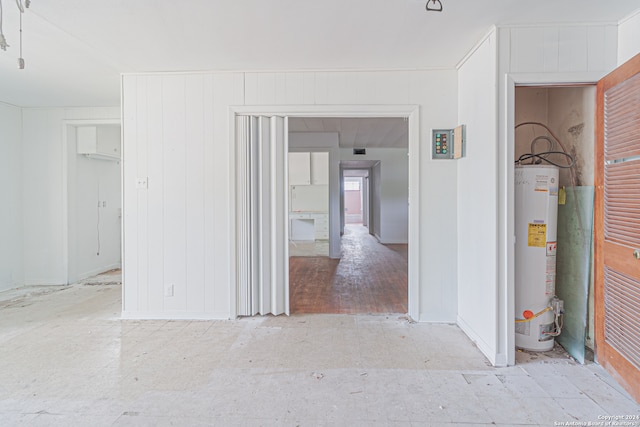 hallway with water heater