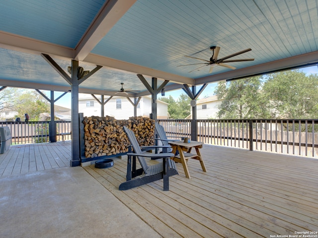 deck featuring ceiling fan