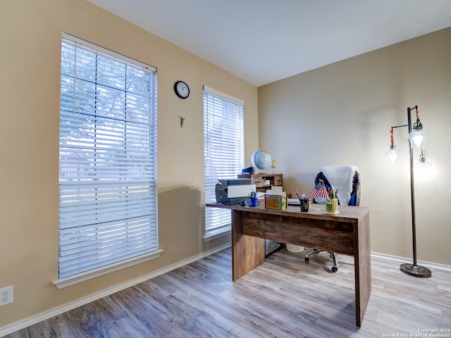 office featuring light wood-type flooring