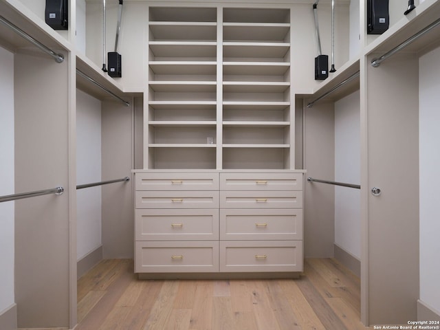 spacious closet with light wood-type flooring