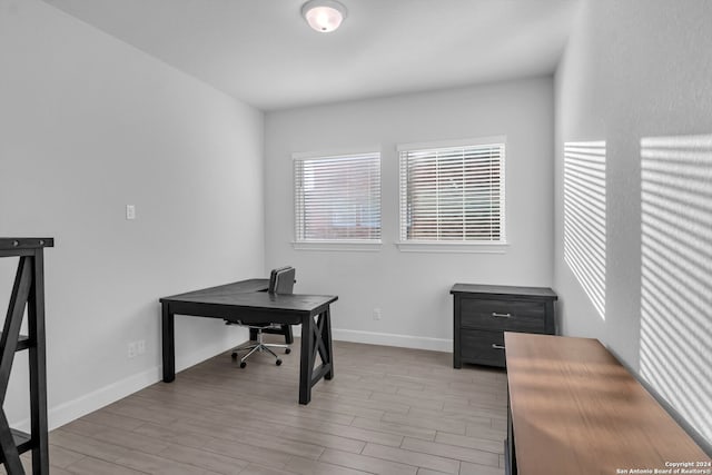 office featuring light hardwood / wood-style floors