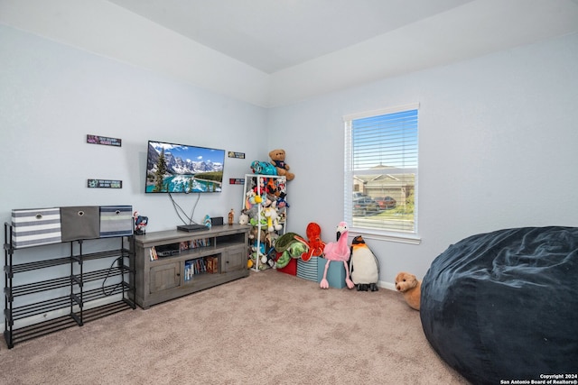 game room with carpet flooring