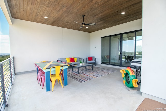 view of patio / terrace featuring an outdoor hangout area and ceiling fan