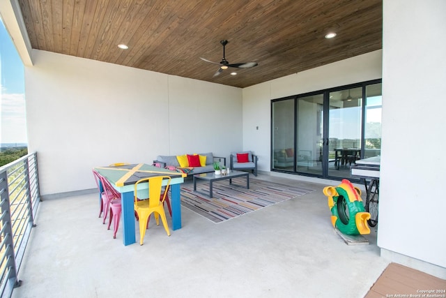 view of patio / terrace with an outdoor hangout area and a ceiling fan