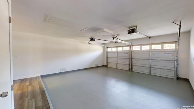 garage with a garage door opener