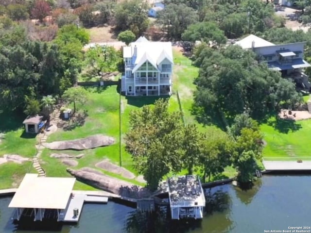 bird's eye view featuring a water view