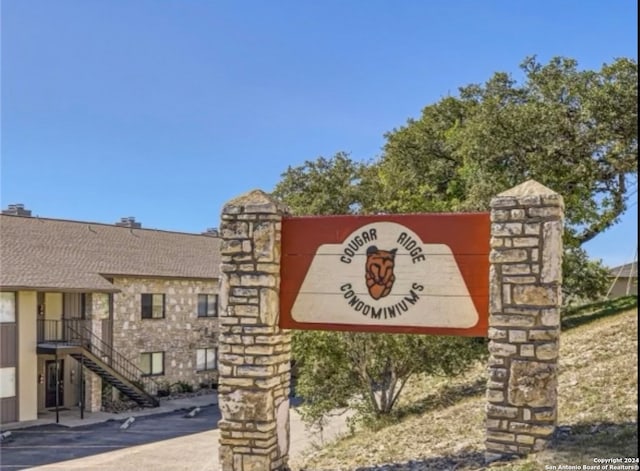 view of community sign