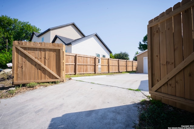 exterior space featuring a garage