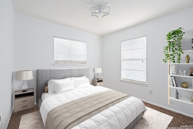 bedroom featuring carpet floors and multiple windows