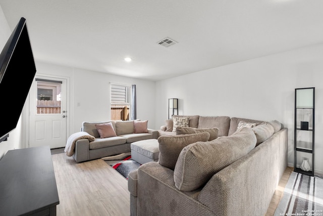 living room with light wood-type flooring