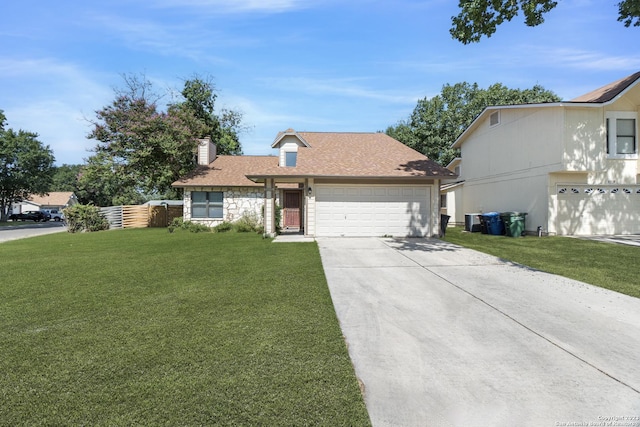 6906 Country Elm, San Antonio, TX 78240 - single story home featuring a garage, a chimney, driveway, and a front lawn