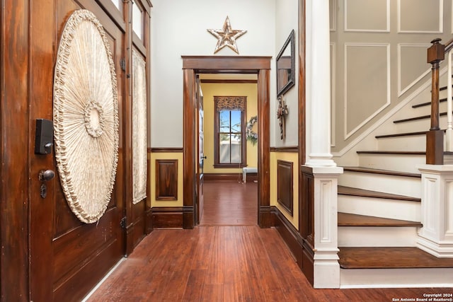 hall featuring dark hardwood / wood-style flooring