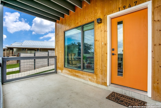 balcony with a patio area