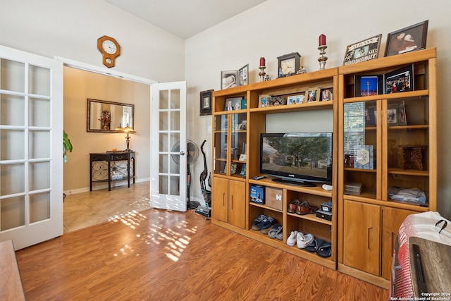 5018 Italica Rd, San Antonio, TX 78253 - interior space featuring baseboards, french doors, and wood finished floors