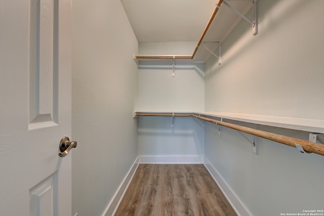 walk in closet with hardwood / wood-style flooring