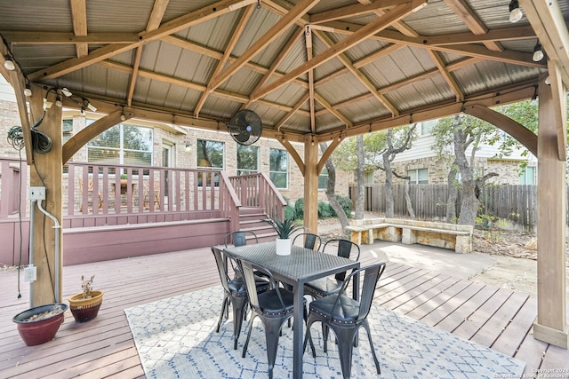 wooden deck with a gazebo