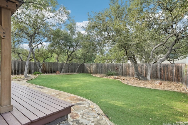 view of yard with a deck