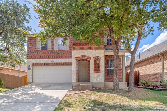 view of front of home with a garage