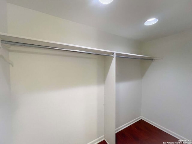 walk in closet featuring wood-type flooring