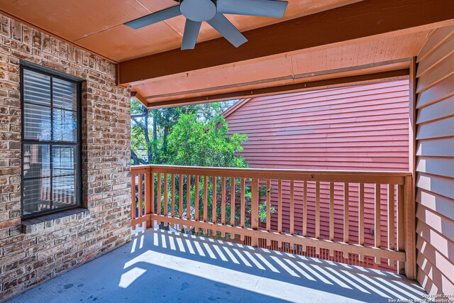 view of patio / terrace featuring ceiling fan