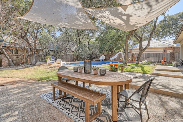 view of patio with a fenced in pool