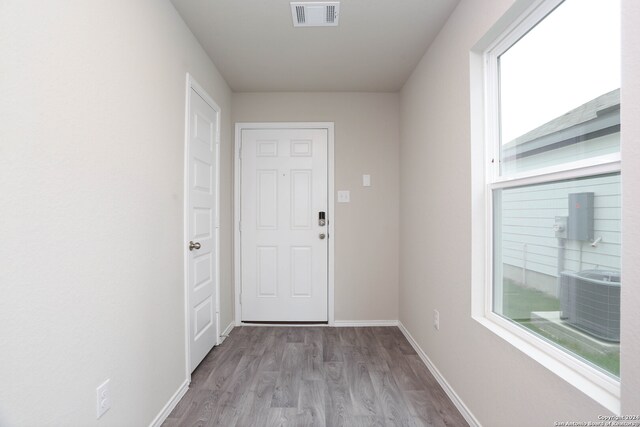 entryway with light wood-type flooring