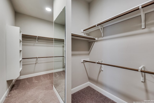 walk in closet featuring carpet flooring