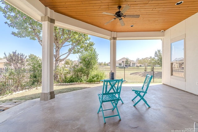 view of patio with ceiling fan