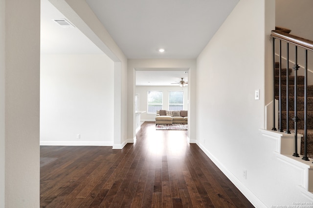 hall featuring dark hardwood / wood-style flooring