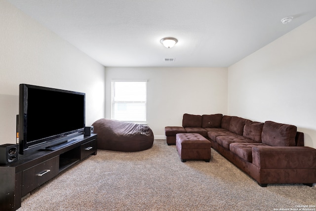 living room with light carpet