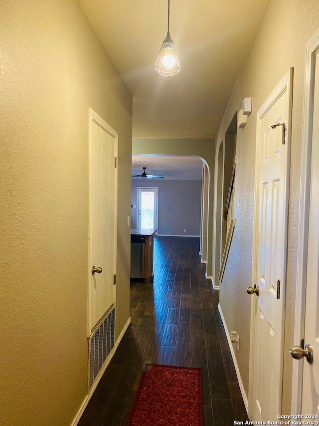 hall featuring dark hardwood / wood-style flooring