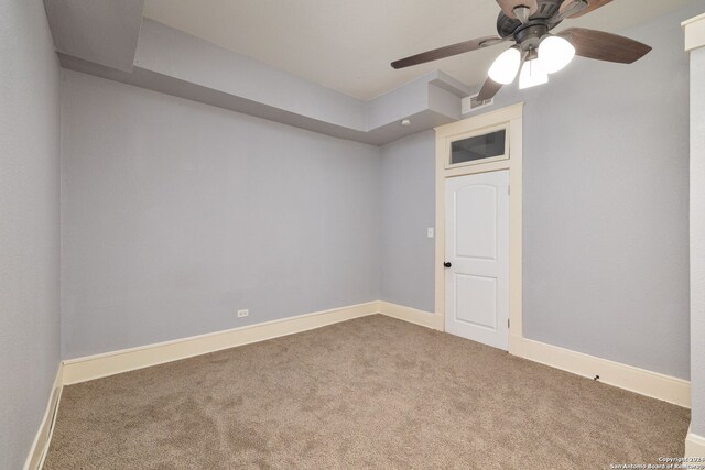 722 E Drexel Ave, San Antonio, TX 78210 - empty room with carpet floors, a ceiling fan, and baseboards