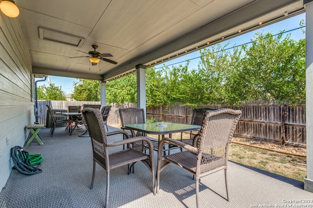 view of patio with ceiling fan