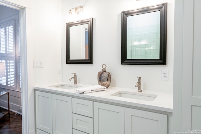 bathroom featuring wood-type flooring and vanity