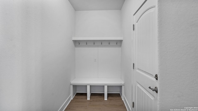 mudroom featuring dark hardwood / wood-style flooring