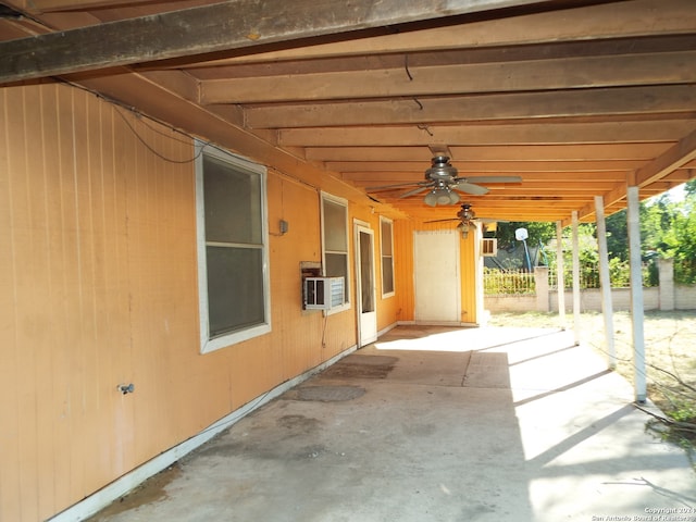 view of patio / terrace with cooling unit and ceiling fan