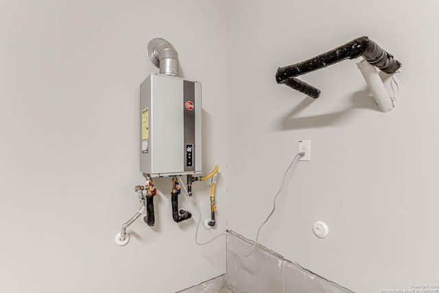 interior details featuring tankless water heater