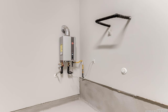 interior space with tankless water heater